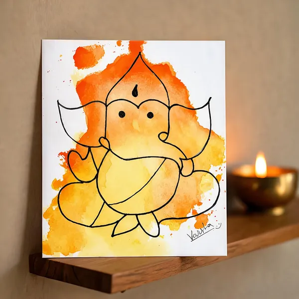 Shree_Ganesh_Pen_&_Watercolor_Art_Print_180_Gsm_Matte