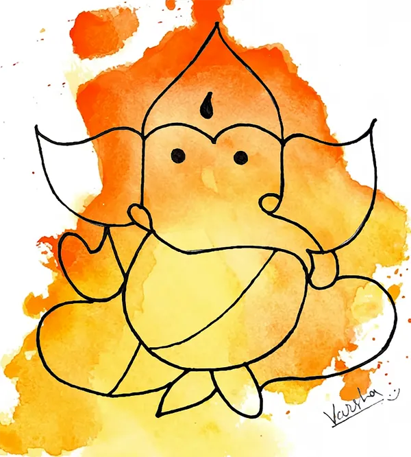 Shree_Ganesh_Pen_&_Watercolor_Art_Print_180_Gsm_Matte