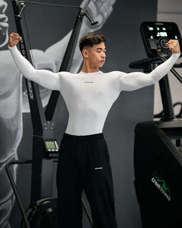 White_Nylon_Spandex_Compression_Fit_T-Shirt_for_Men