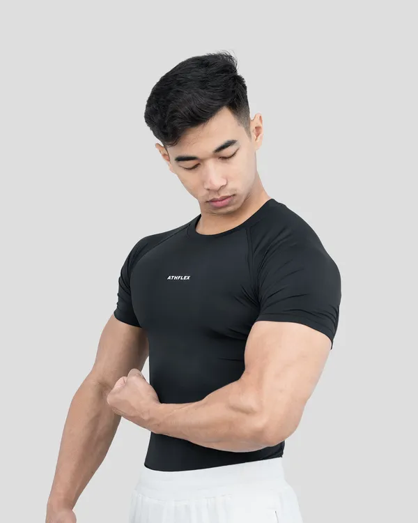 Black_Nylon_Spandex_Compression_T-Shirt_for_Men