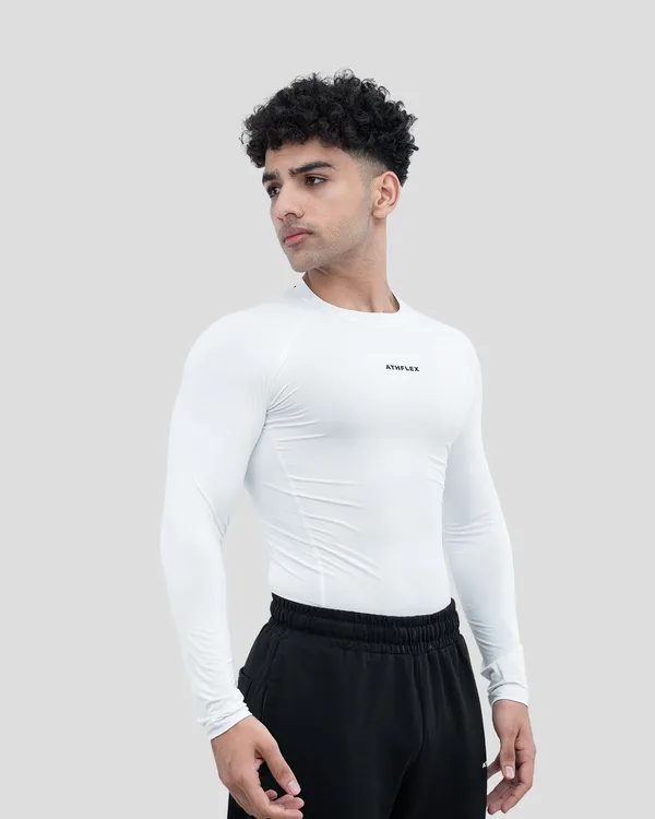 White_Nylon_Spandex_Compression_Fit_T-Shirt_for_Men