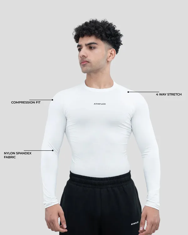 White_Nylon_Spandex_Compression_Fit_T-Shirt_for_Men