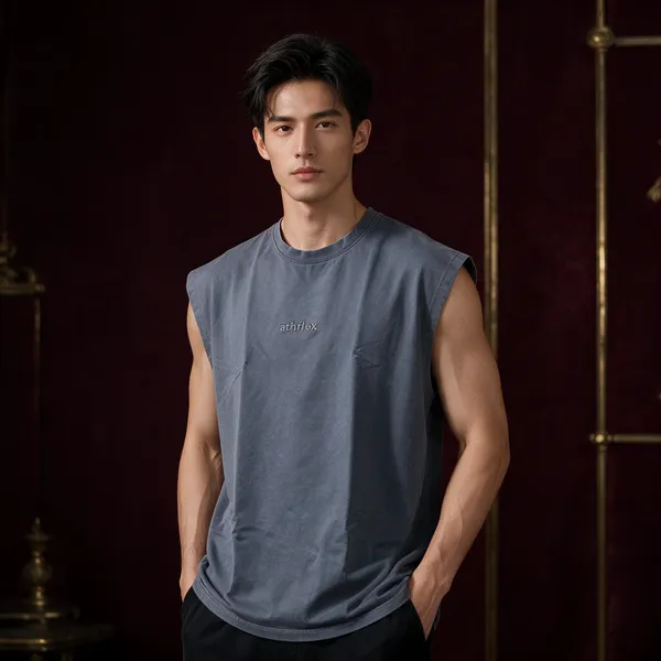 Grey_Sleeveless_Round_Neck_Sports_Top_For_Men