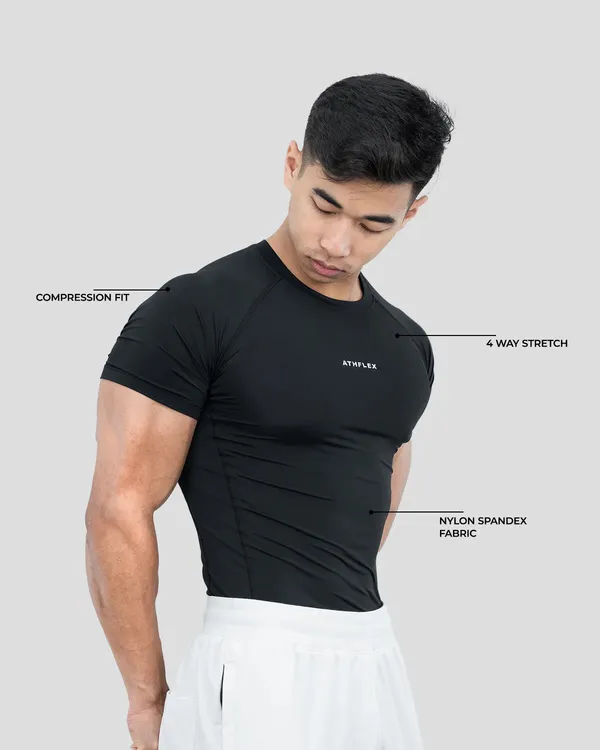 Black_Nylon_Spandex_Compression_T-Shirt_for_Men