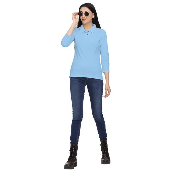 Light_Blue_Solid_Polo_Neck_T-Shirt_for_Women