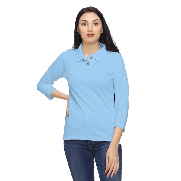 Light_Blue_Solid_Polo_Neck_T-Shirt_for_Women