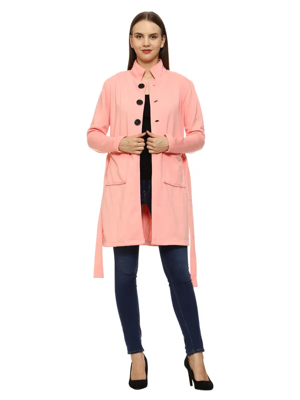 Pink_Longline_Tie_Waist_Jacket_for_Women