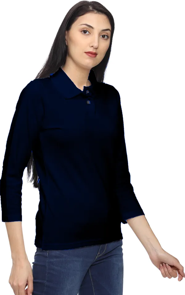 Navy_Blue_Long_Sleeve_Polo_T-Shirt_for_Women