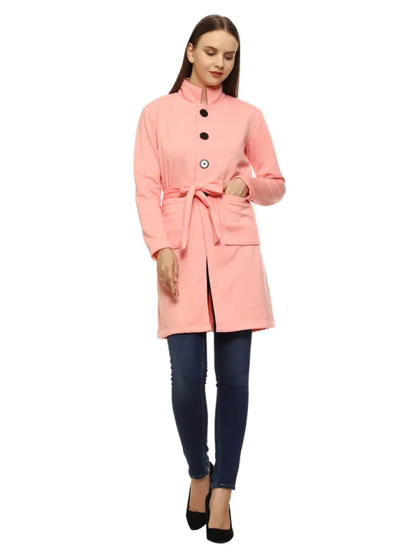 Pink_Longline_Tie_Waist_Jacket_for_Women
