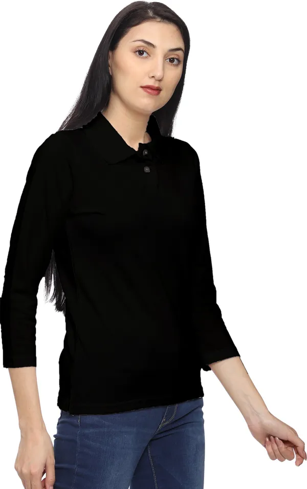 Black_Long_Sleeve_Collared_Polo_T_Shirt_for_Women