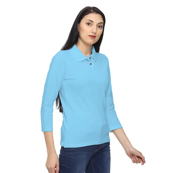 Light_Blue_Solid_Polo_Neck_T-Shirt_for_Women