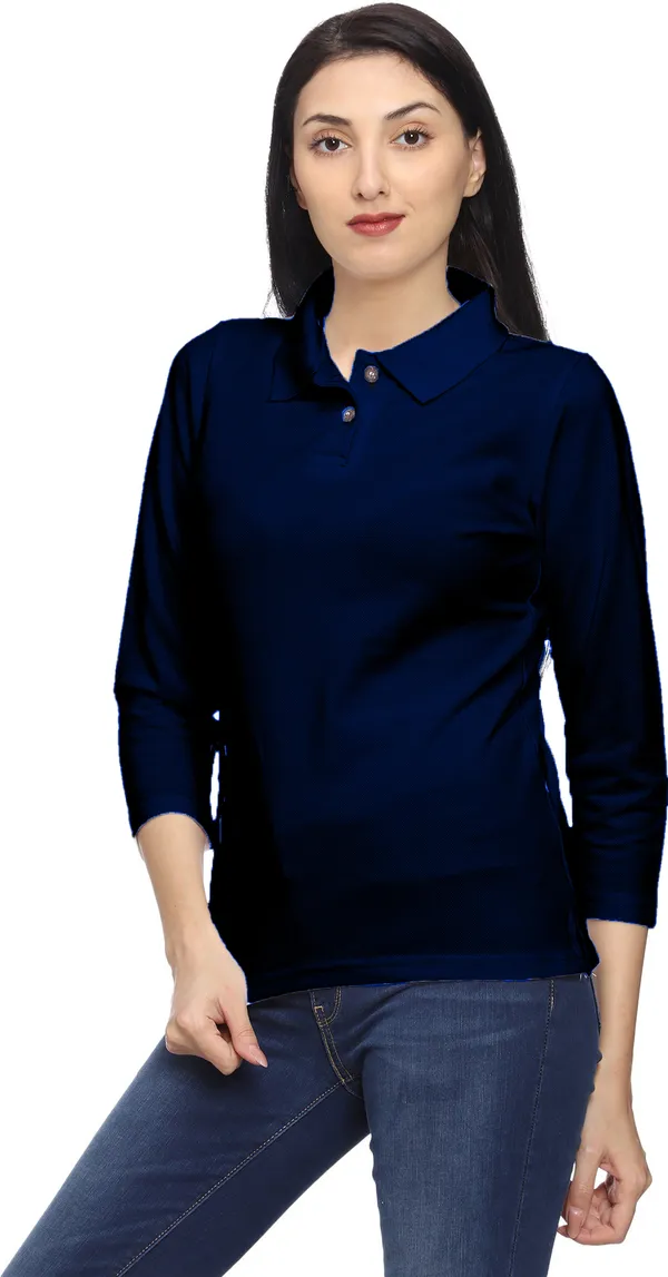 Navy_Blue_Long_Sleeve_Polo_T-Shirt_for_Women