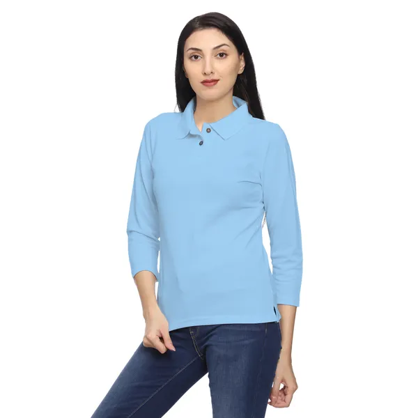 Light_Blue_Solid_Polo_Neck_T-Shirt_for_Women