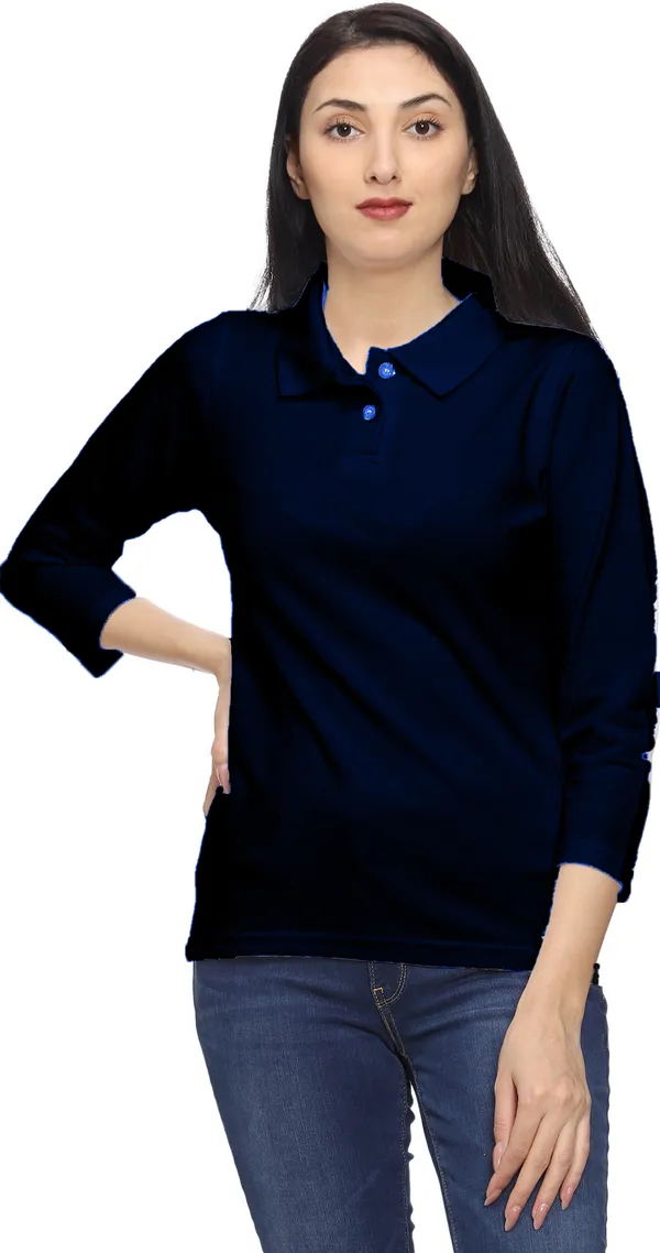 Navy_Blue_Long_Sleeve_Polo_T-Shirt_for_Women