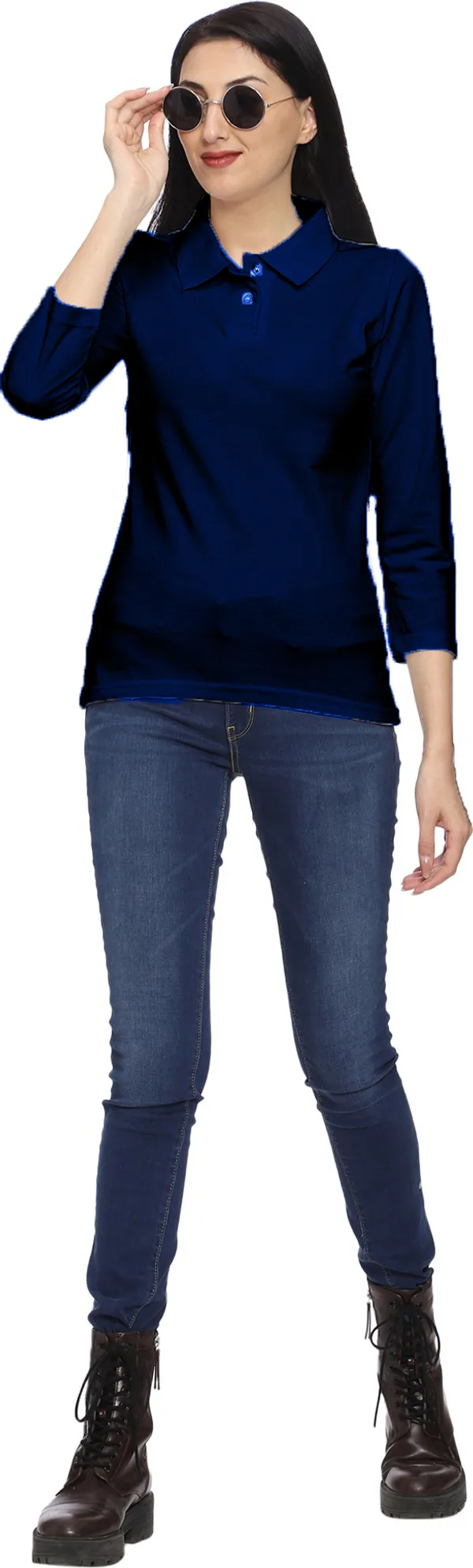 Navy_Blue_Long_Sleeve_Polo_T-Shirt_for_Women