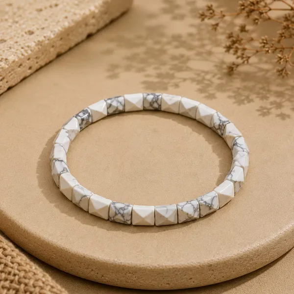 White_Howlite_Pyramid_Healing_Bracelet
