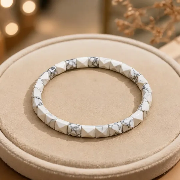 White_Howlite_Pyramid_Healing_Bracelet