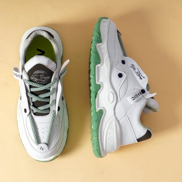 White_Synthetic_Leather_Lace-Up_Casual_Shoes_For_Men