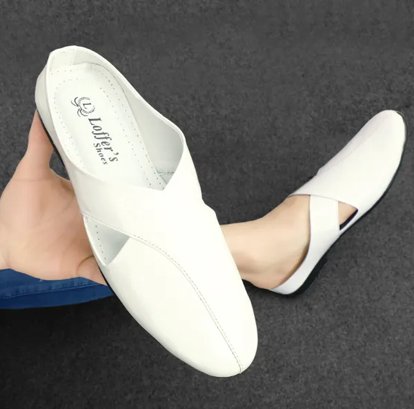White_Synthetic_Leather_Slip-On_Loafers_For_Men