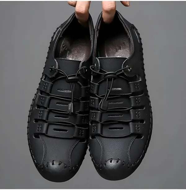 Black_Synthetic_Leather_Closed_Toe_Sandals_For_Men