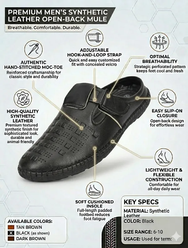 Black_Synthetic_Leather_Open-Back_Mule_Sandals_For_Men