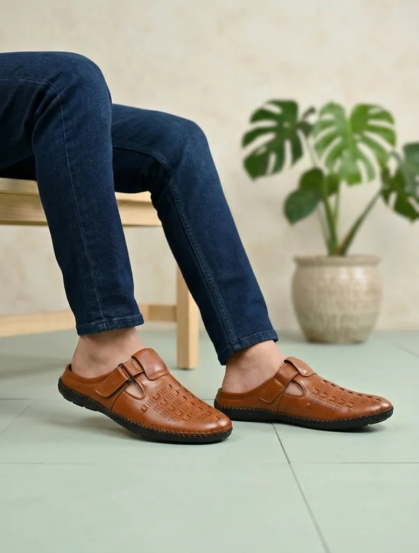 Tan_Synthetic_Leather_Open-Back_Mule_Sandals_For_Men