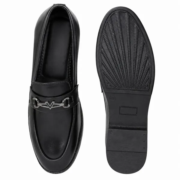 Black_Synthetic_Leather_Buckle_Loafers_For_Men