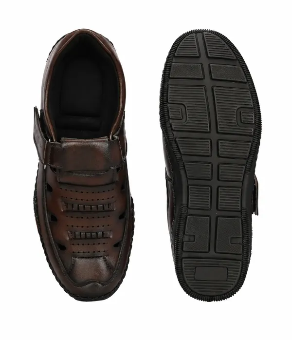 Brown_Synthetic_Leather_Buckle_Strap_Sandals_For_Men