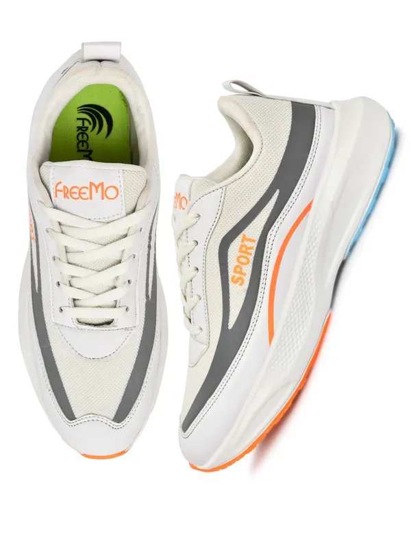 White_Synthetic_Leather_Lace-Up_Sports_Shoes_For_Men
