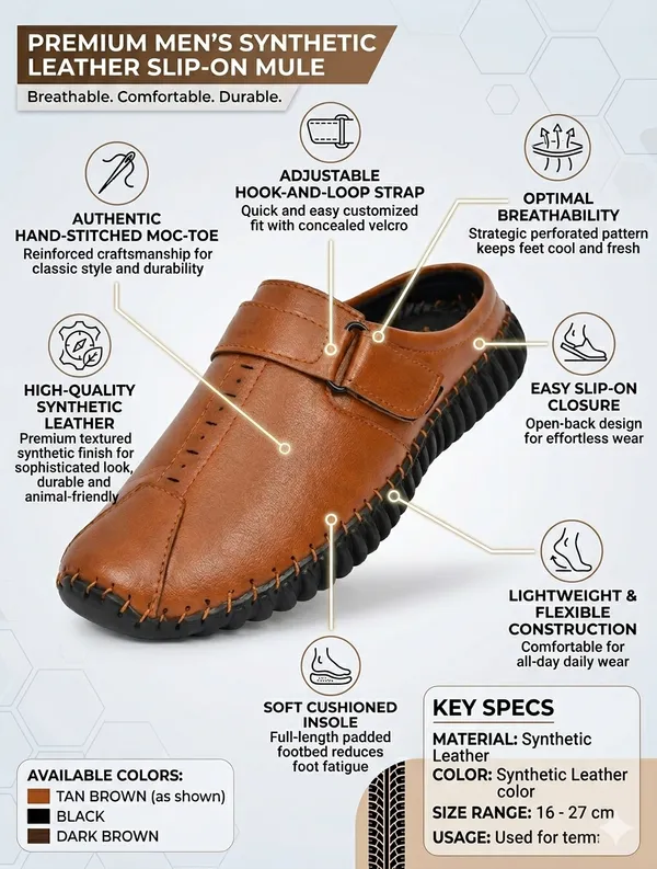 Tan_Synthetic_Leather_Casual_Slip-On_Sandals_For_Men