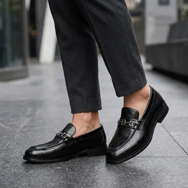 FREEMO_Men's_Black_Leatherette_Slip-On_Loafers_with_Metal_Buckle