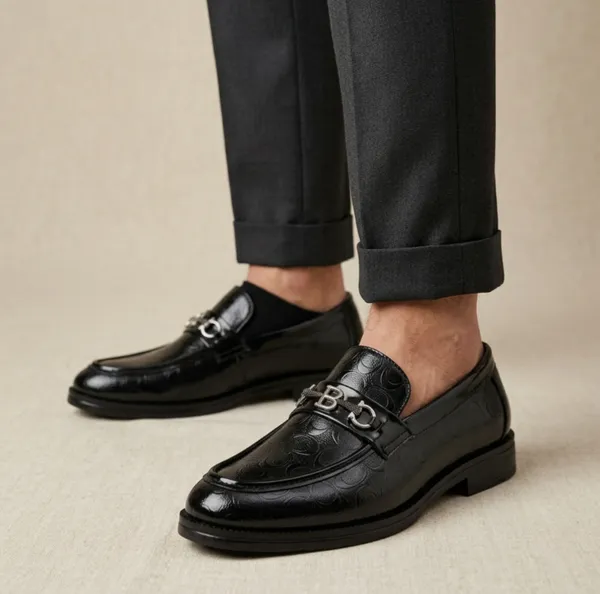 FREEMO_Men's_Black_Leatherette_Slip-On_Loafers_with_Metal_Buckle