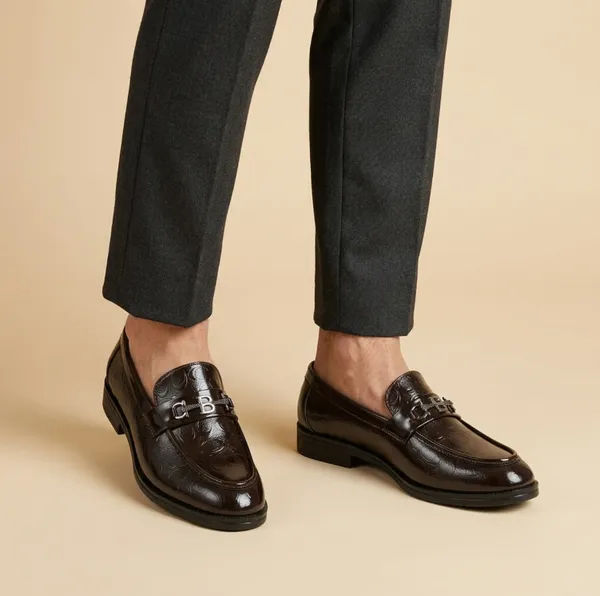 FREEMO_Men's_Brown_Leatherette_Slip-On_Loafers_with_Metal_Buckle