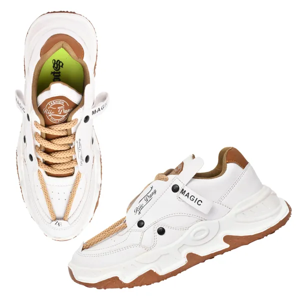 White_Synthetic_Leather_Chunky_Casual_Shoes_For_Men
