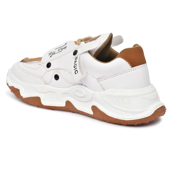 White_Synthetic_Leather_Chunky_Casual_Shoes_For_Men