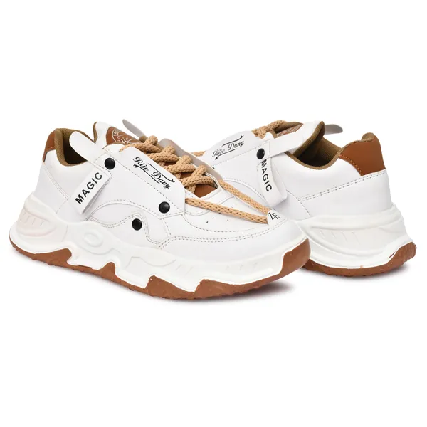 White_Synthetic_Leather_Chunky_Casual_Shoes_For_Men