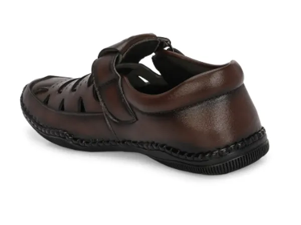 Brown_Synthetic_Leather_Buckle_Strap_Sandals_For_Men