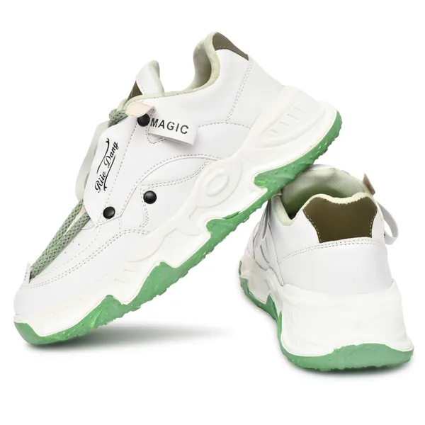 White_Synthetic_Leather_Lace-Up_Casual_Shoes_For_Men