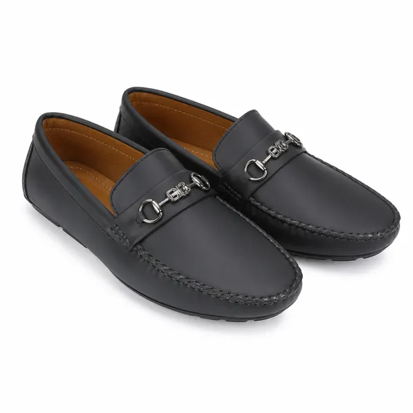 Black_Synthetic_Leather_Horsebit_Slip-On_Loafers_For_Men