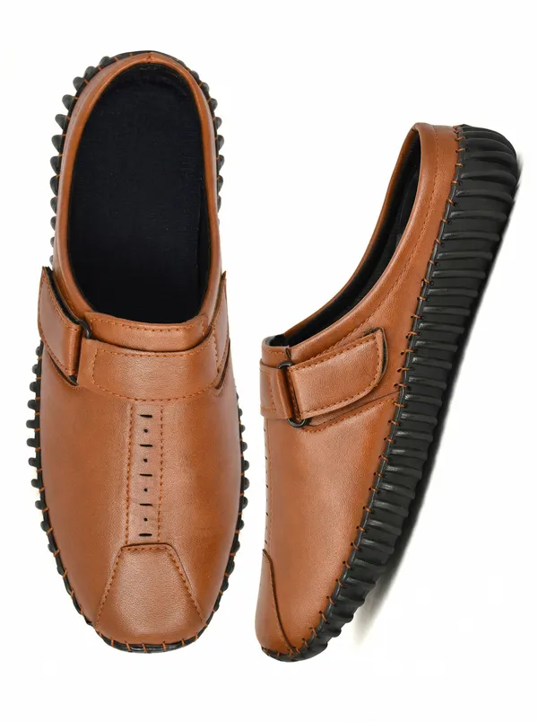 Tan_Synthetic_Leather_Casual_Slip-On_Sandals_For_Men