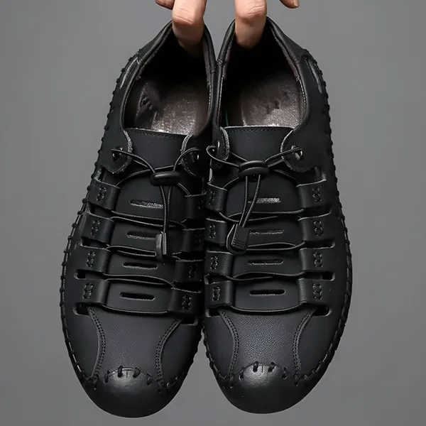 Black_Synthetic_Leather_Closed_Toe_Sandals_For_Men