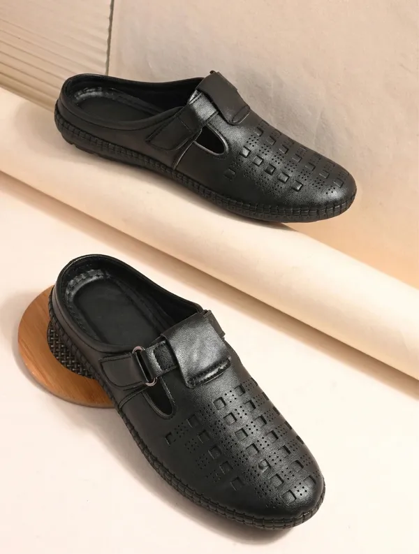 Black_Synthetic_Leather_Open-Back_Mule_Sandals_For_Men