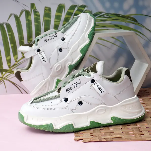 White_Synthetic_Leather_Lace-Up_Casual_Shoes_For_Men