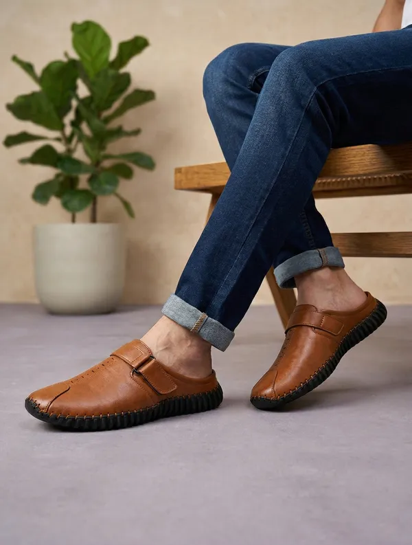 Tan_Synthetic_Leather_Casual_Slip-On_Sandals_For_Men