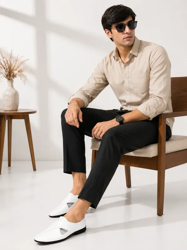 White_Synthetic_Leather_Slip-On_Loafers_For_Men