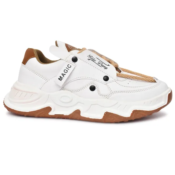 White_Synthetic_Leather_Chunky_Casual_Shoes_For_Men