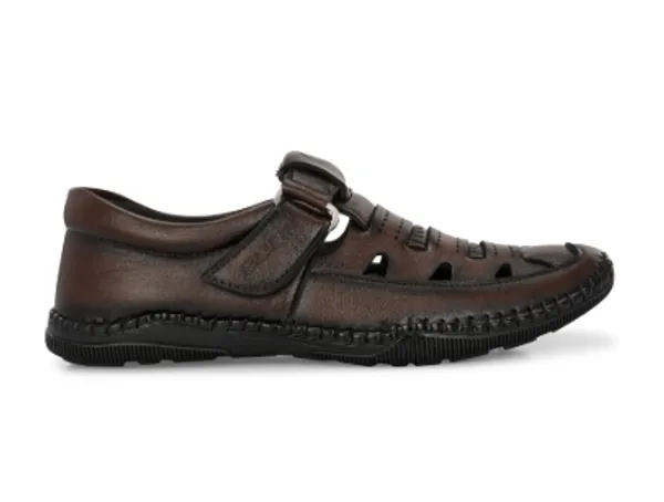 Brown_Synthetic_Leather_Buckle_Strap_Sandals_For_Men