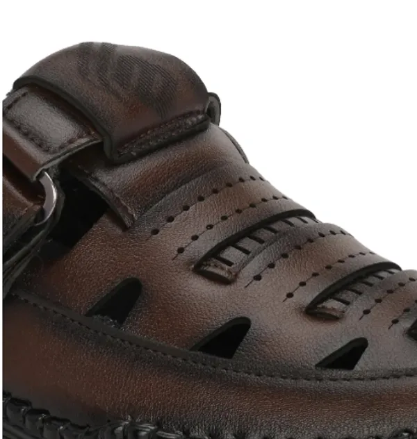 Brown_Synthetic_Leather_Buckle_Strap_Sandals_For_Men