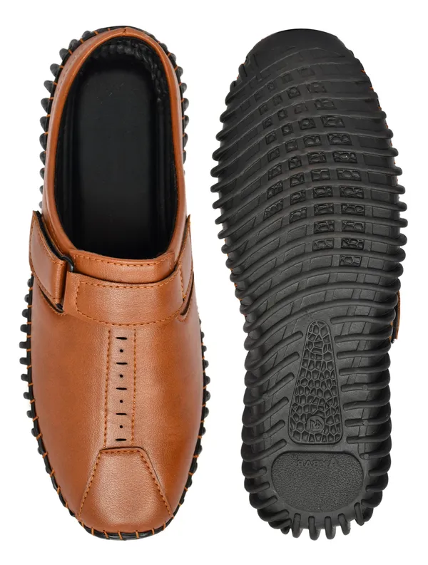 Tan_Synthetic_Leather_Casual_Slip-On_Sandals_For_Men