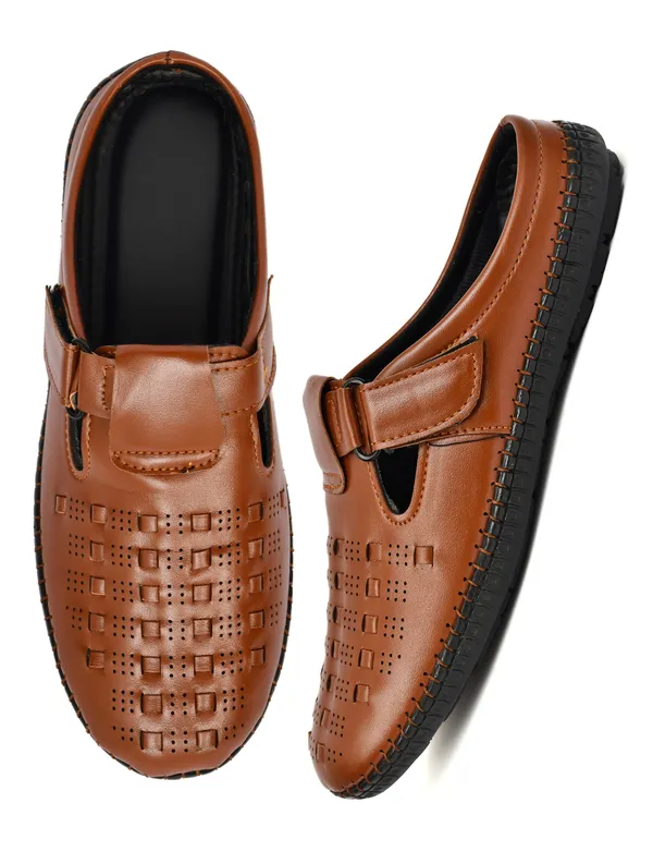 Tan_Synthetic_Leather_Open-Back_Mule_Sandals_For_Men